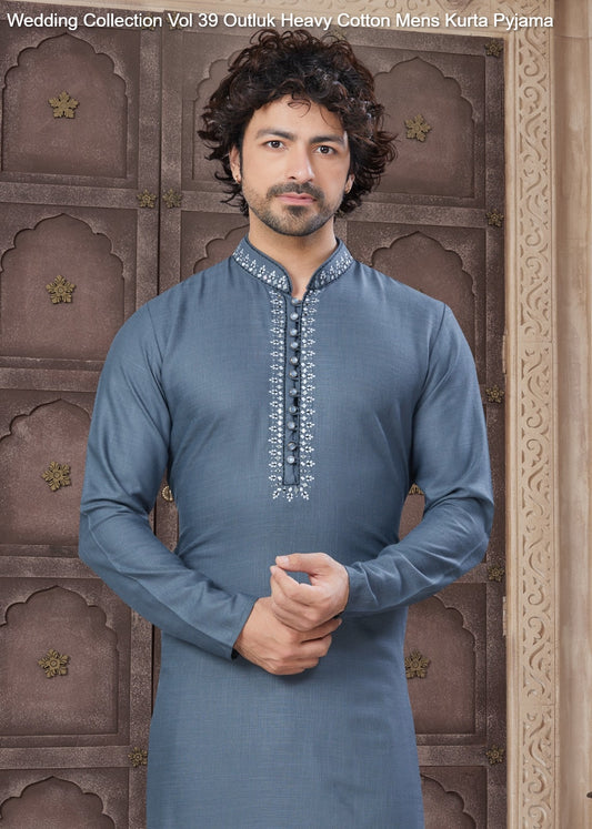 3902 Wedding Collection Vol 39 Outluk Heavy Cotton Mens Kurta Pyjama