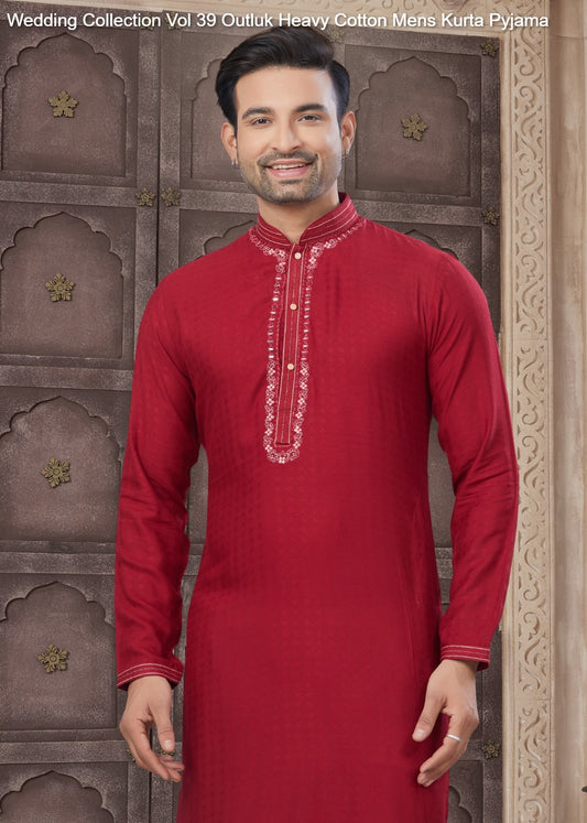 3903 Wedding Collection Vol 39 Outluk Heavy Cotton Mens Kurta Pyjama