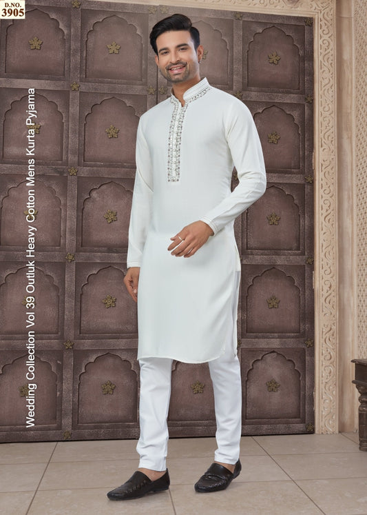 3905 Wedding Collection Vol 39 Outluk Heavy Cotton Mens Kurta Pyjama