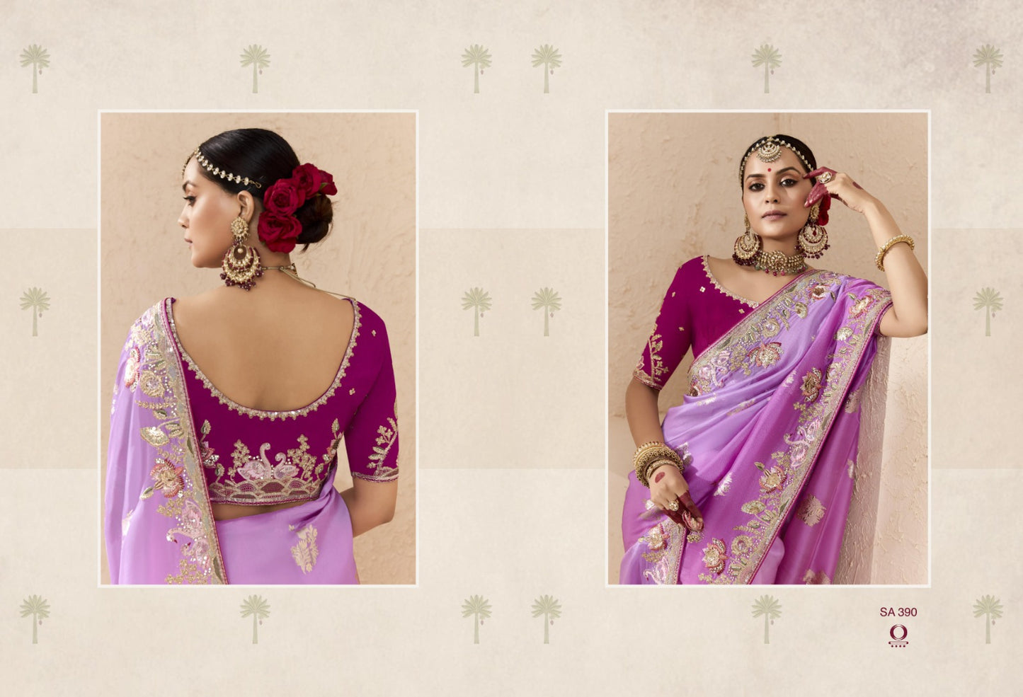 390 Shehnai Sindhuri Kimora Embroidery Sarees