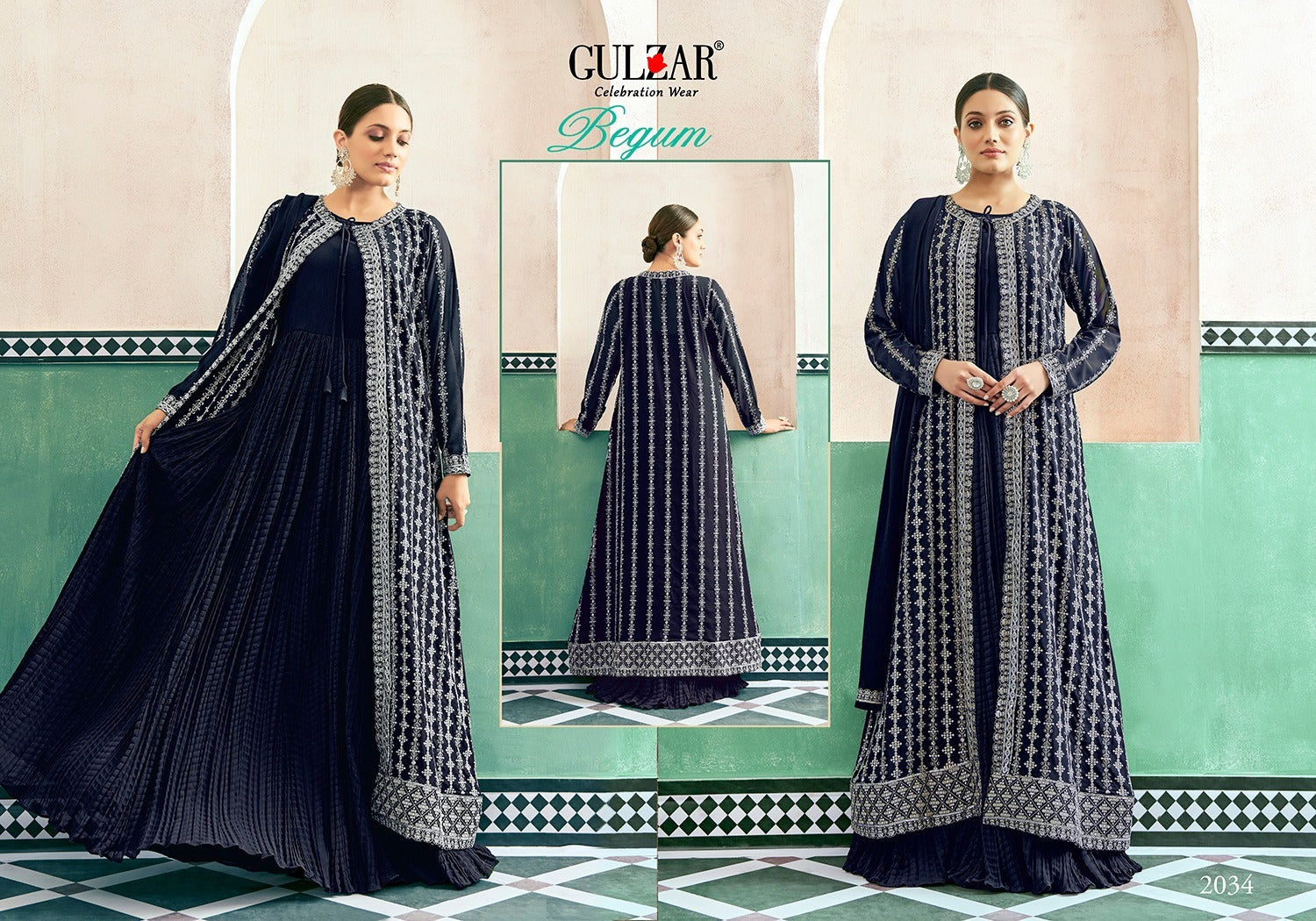 2034 Begum Gulzar Gown Dupatta Set
