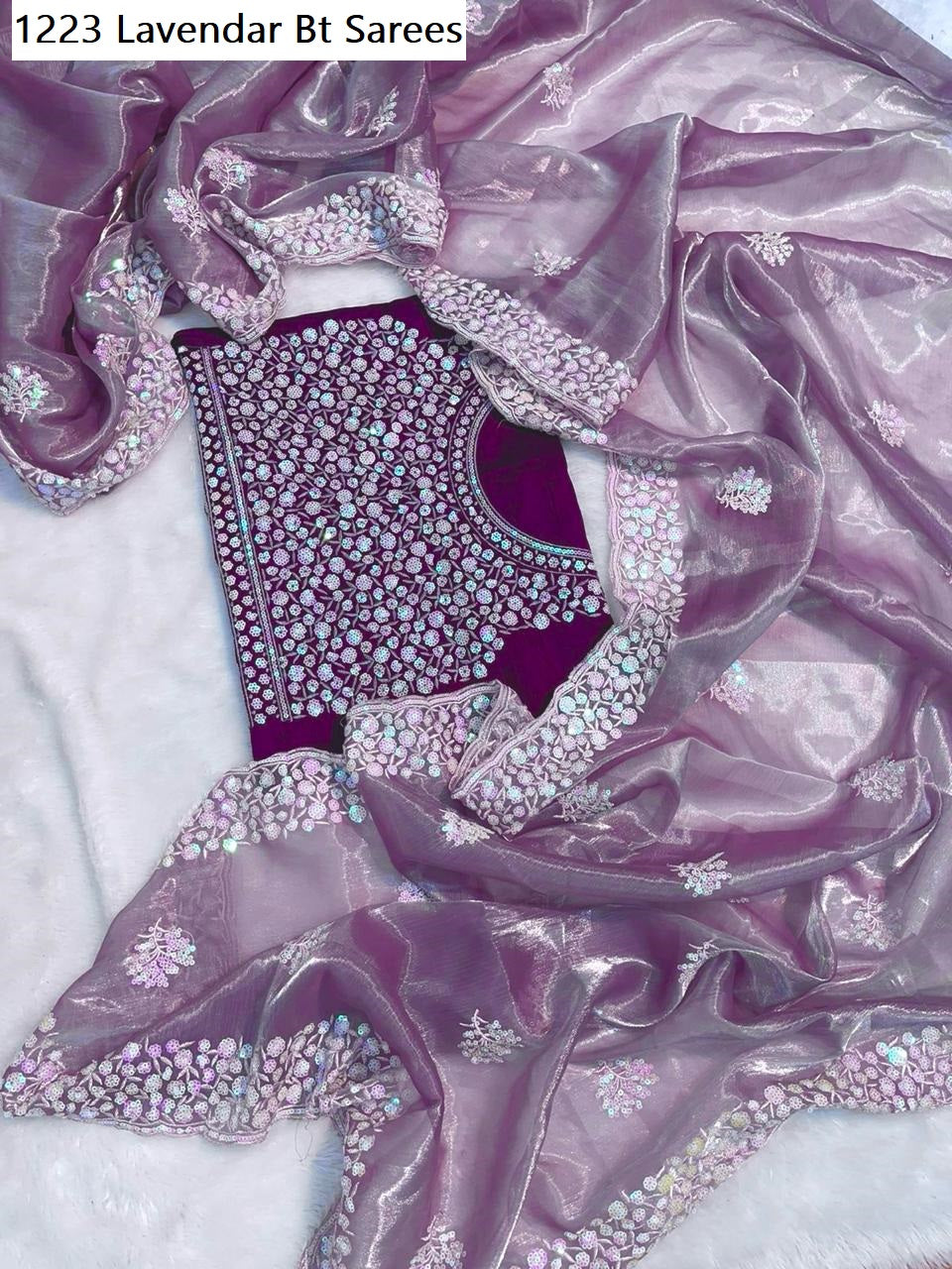 1223 Lavendar Bt Sarees