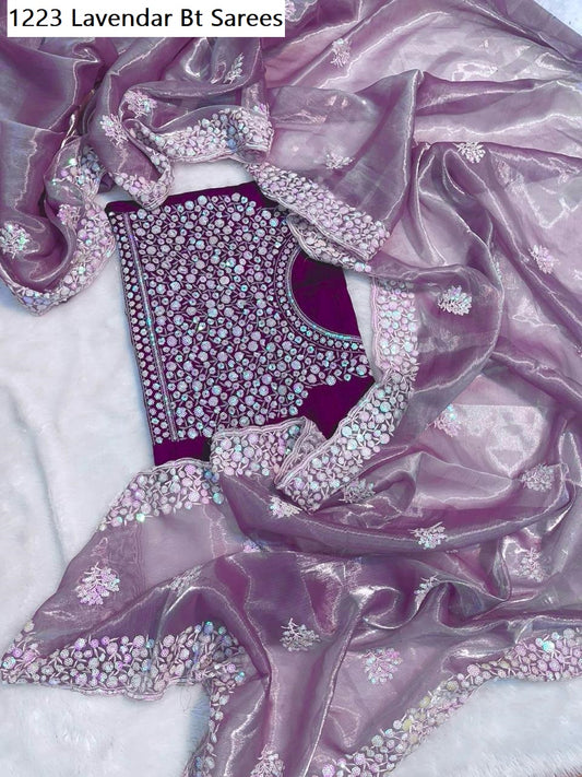 1223 Lavendar Bt Sarees