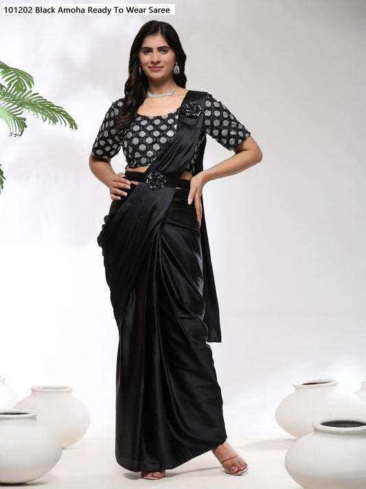 101202 Black Amoha Ready To Wear Saree