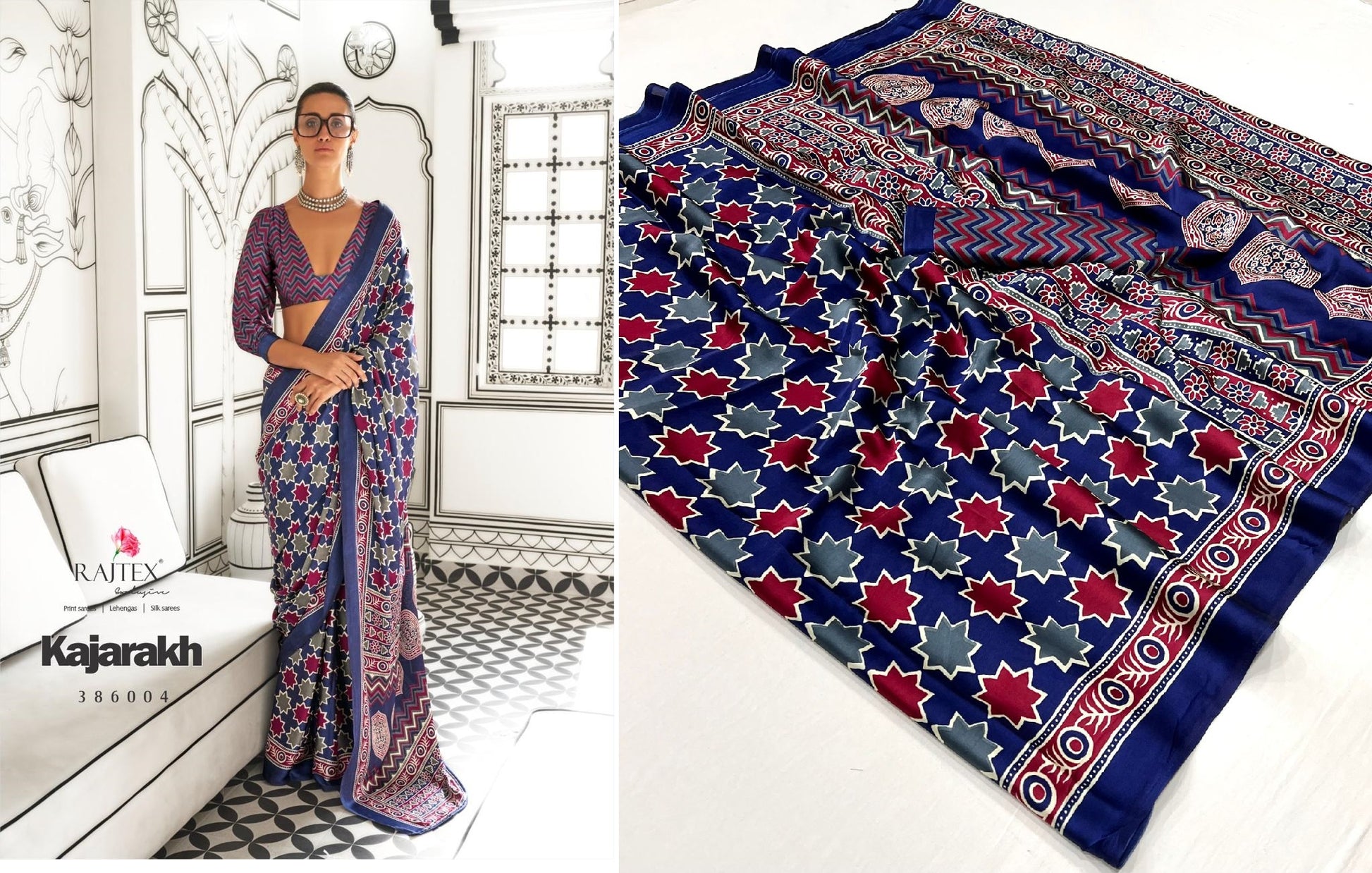 386004 Kajarakh Rajtex Sarees