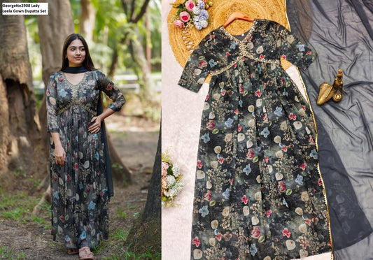 Georgette2908 Lady Leela Gown Dupatta Set