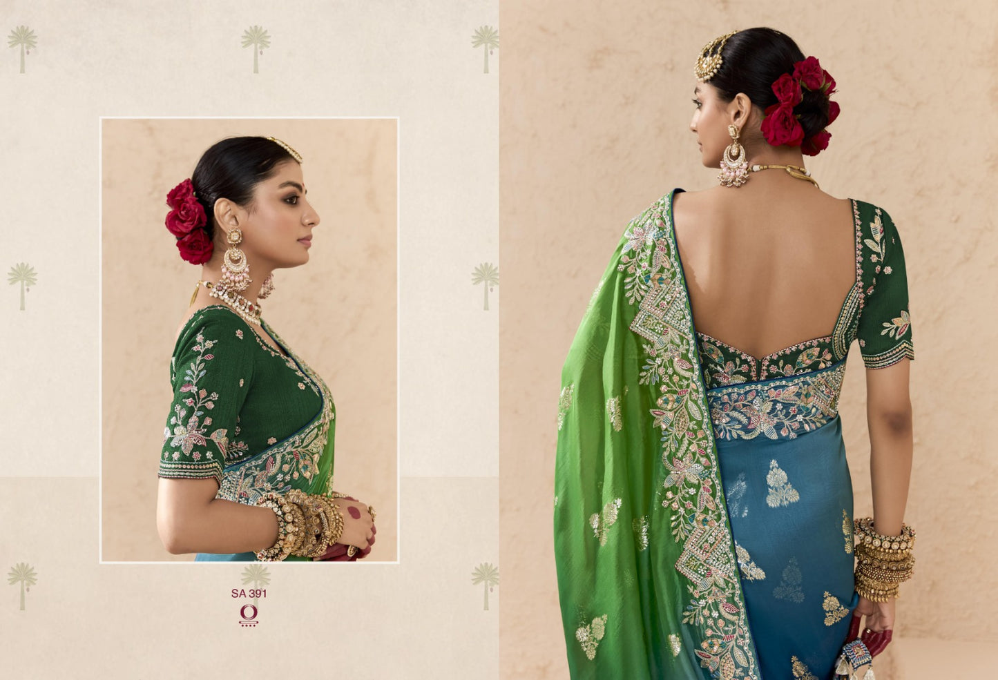 391 Shehnai Sindhuri Kimora Embroidery Sarees