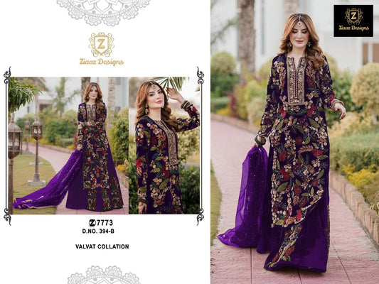394B Ziaaz Designs Embroiderd Velvet Suits