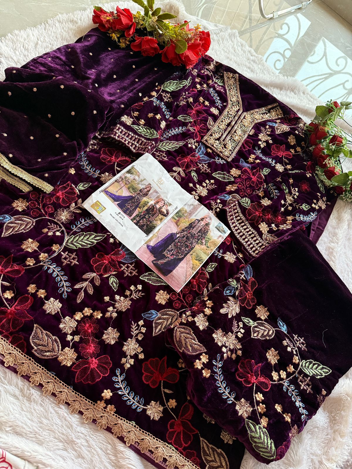 394B Ziaaz Designs Embroiderd Velvet Suits