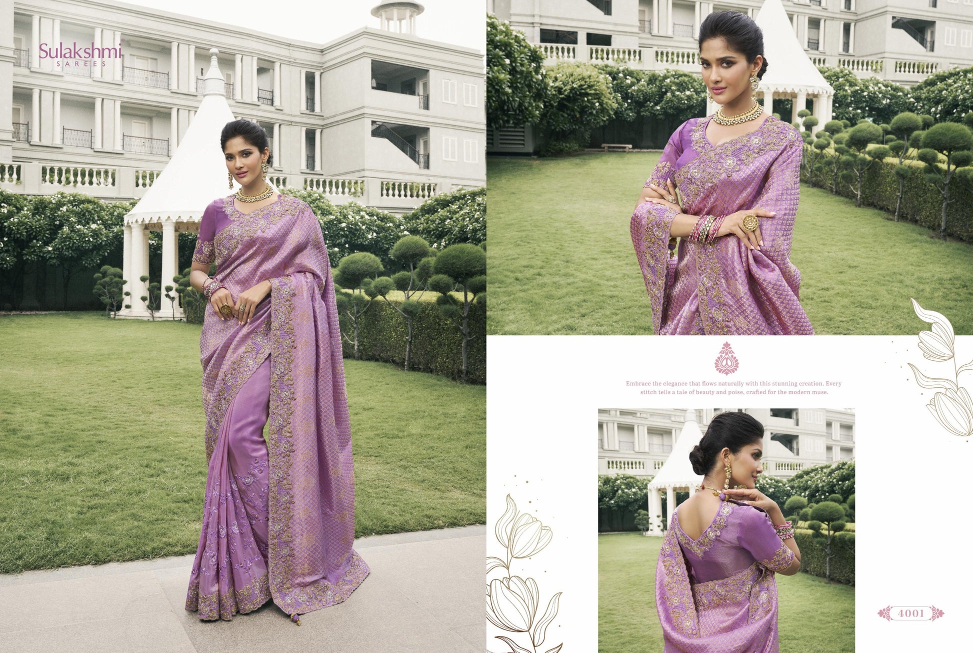 4001 Bridal Heritage Sulakshmi Prints Mirror Work Sarees