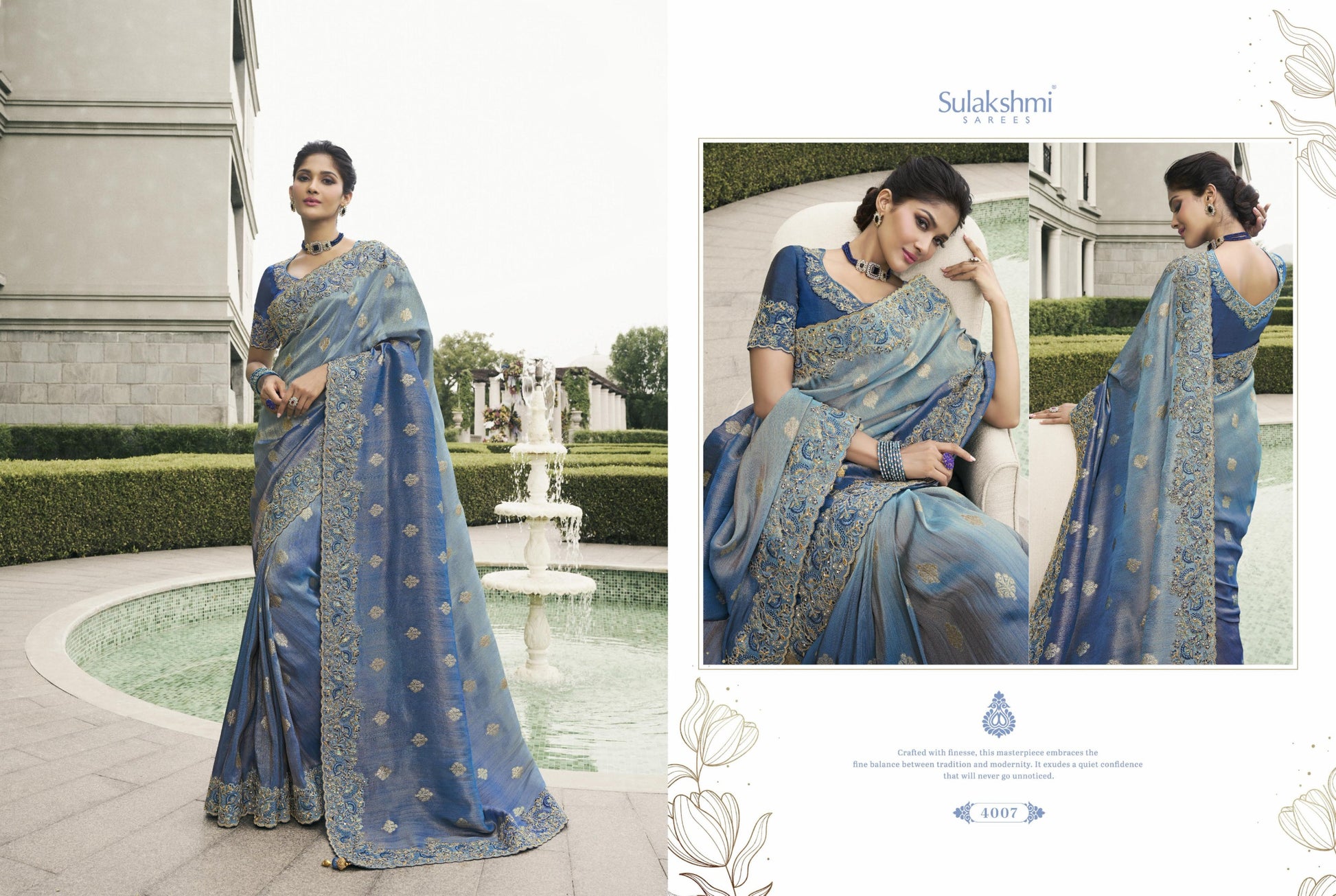 4007 Bridal Heritage Sulakshmi Prints Mirror Work Sarees