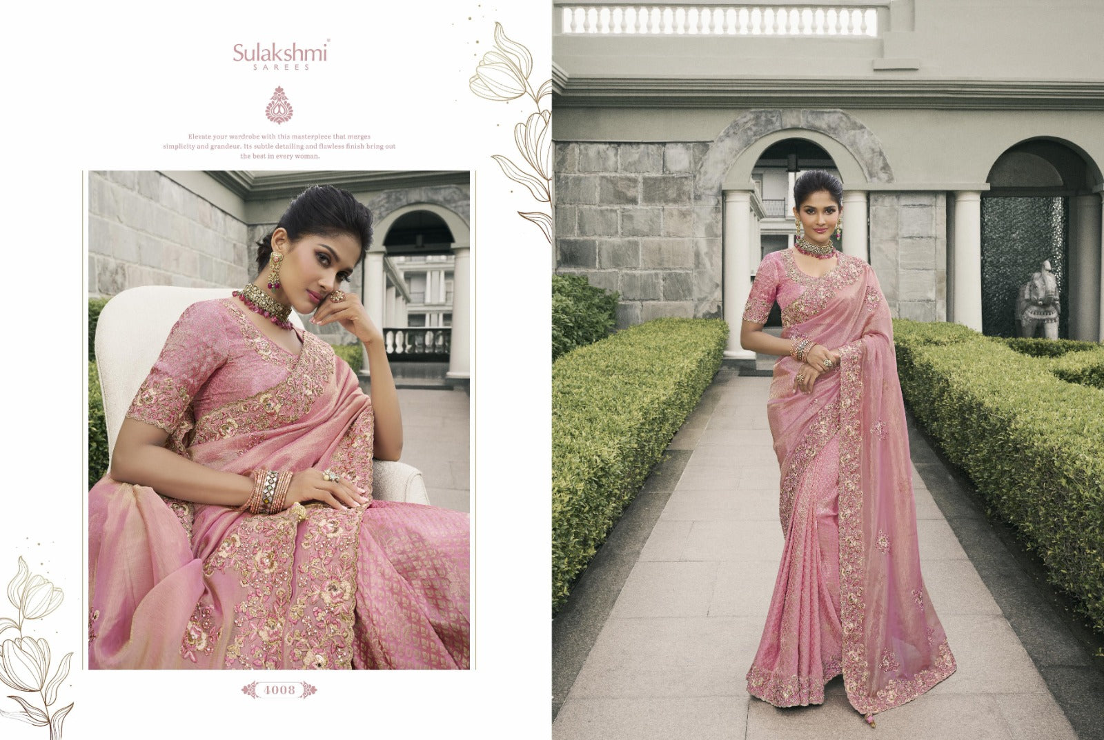 4008 Bridal Heritage Sulakshmi Prints Mirror Work Sarees