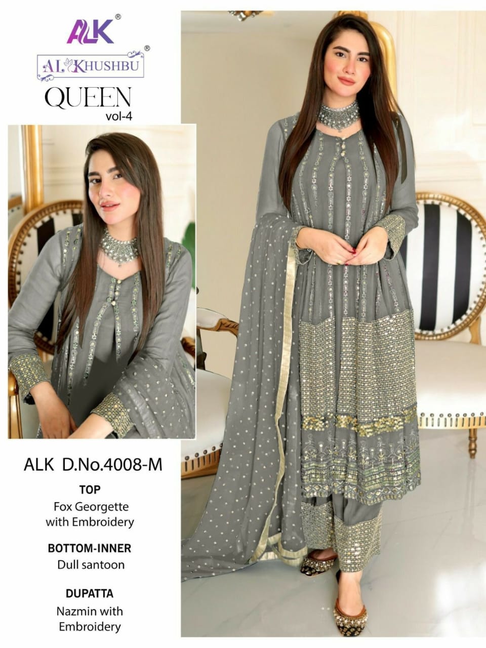 4008M Queen Vol 4 Alk Georgette Pakistani Salwar Suits