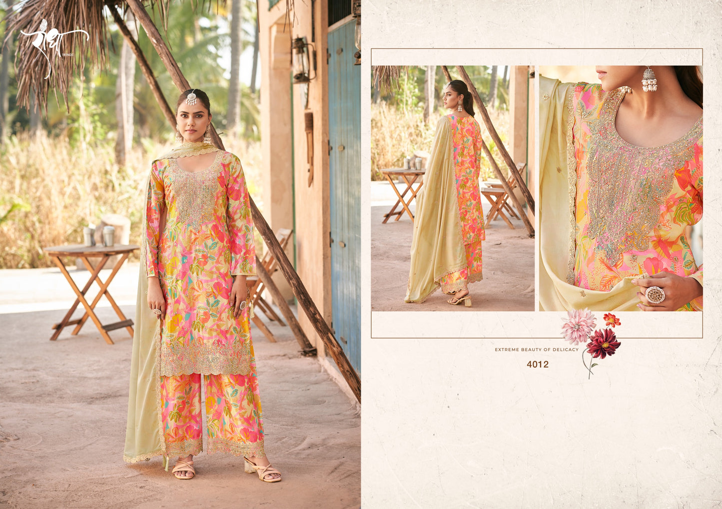 4012 Rangeen Radha Trendz Premium Chinon Readymade Suits