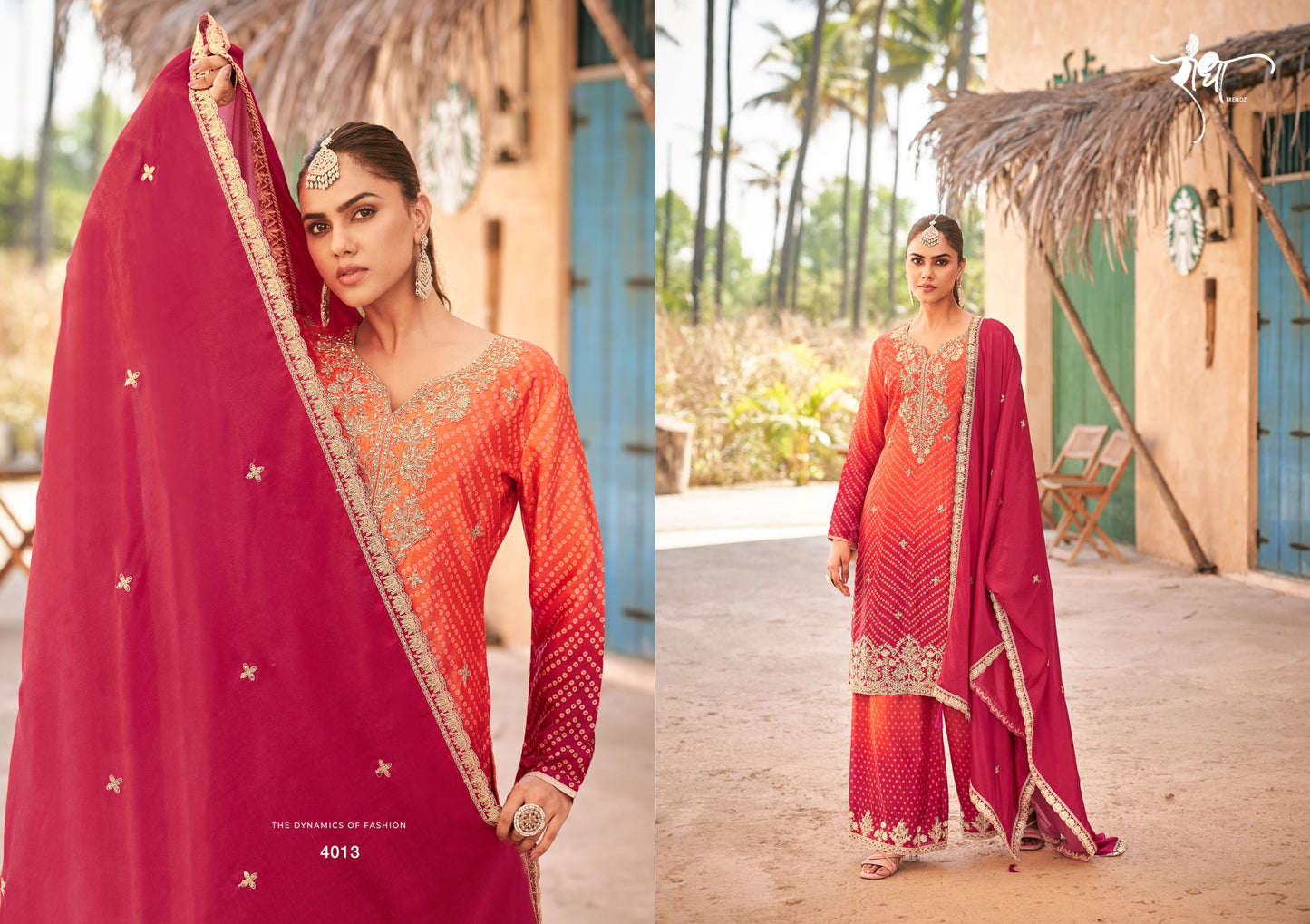 4013 Rangeen Radha Trendz Premium Chinon Readymade Suits