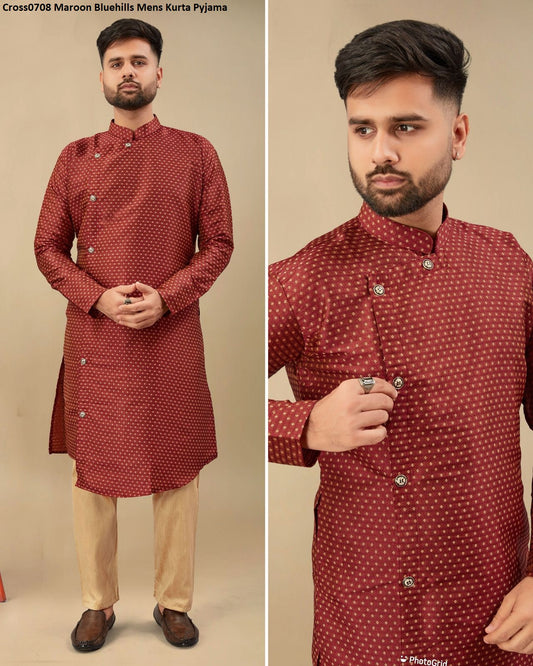 Cross0708 Maroon Bluehills Mens Kurta Pyjama