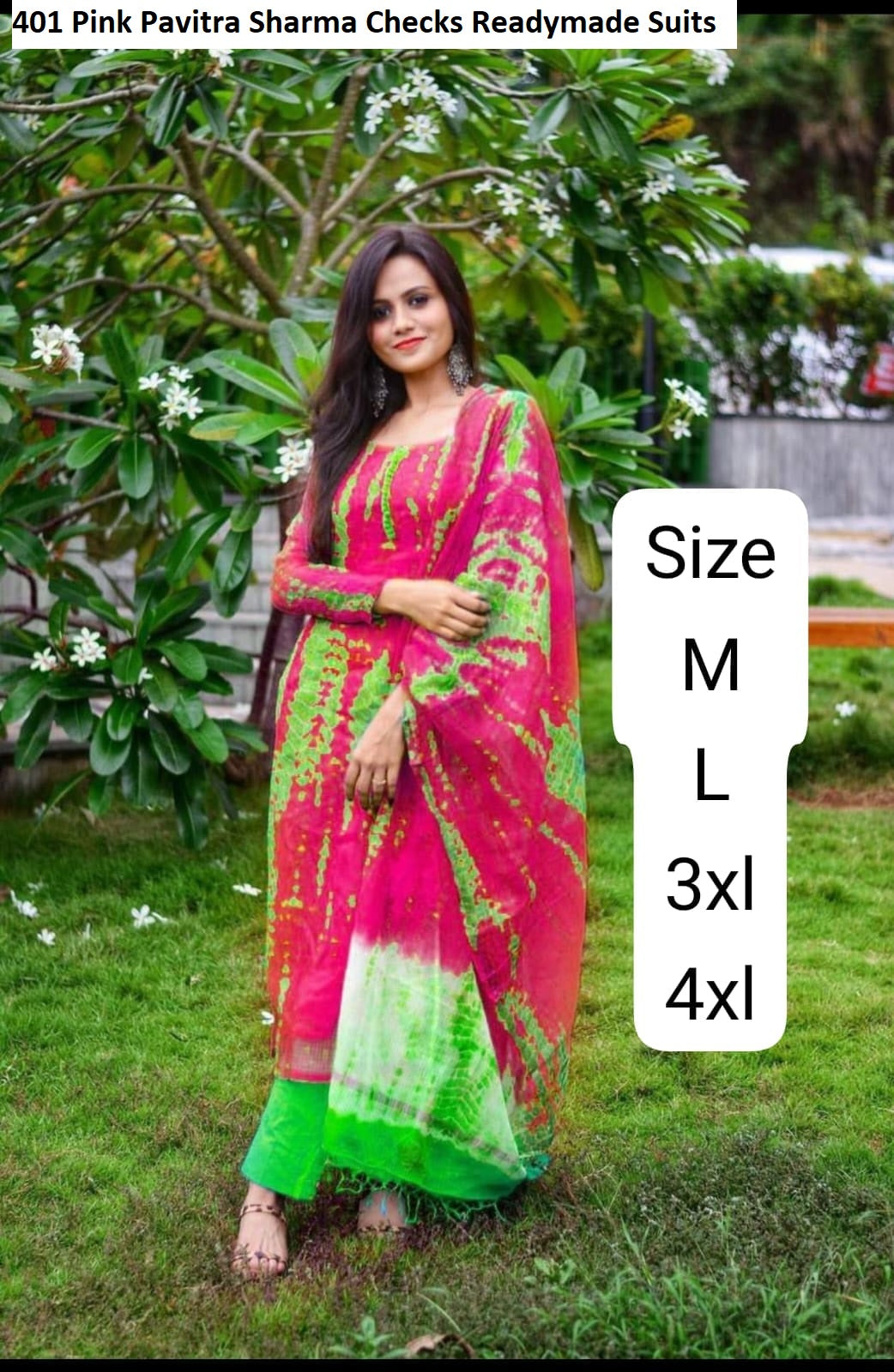 401 Pink Pavitra Sharma Checks Readymade Suits