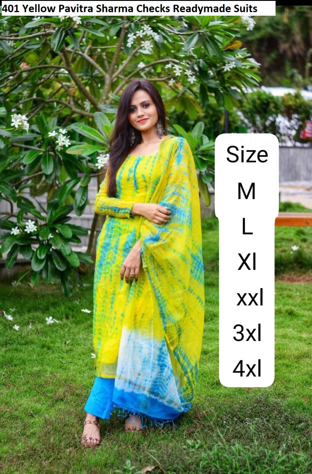 401 Yellow Pavitra Sharma Checks Readymade Suits
