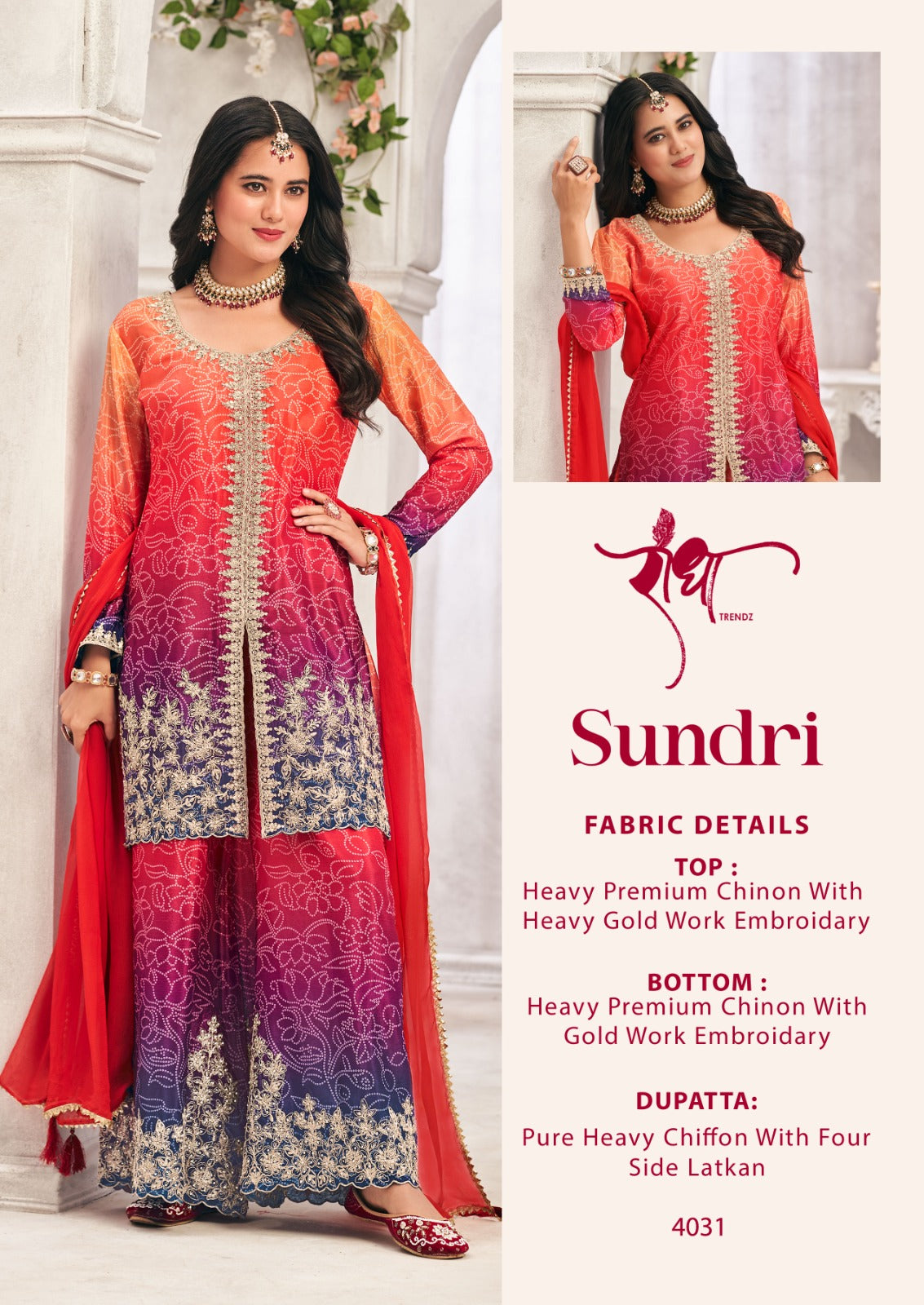 4031 Sundri Radha Trendz Premium Chinon Readymade Suits
