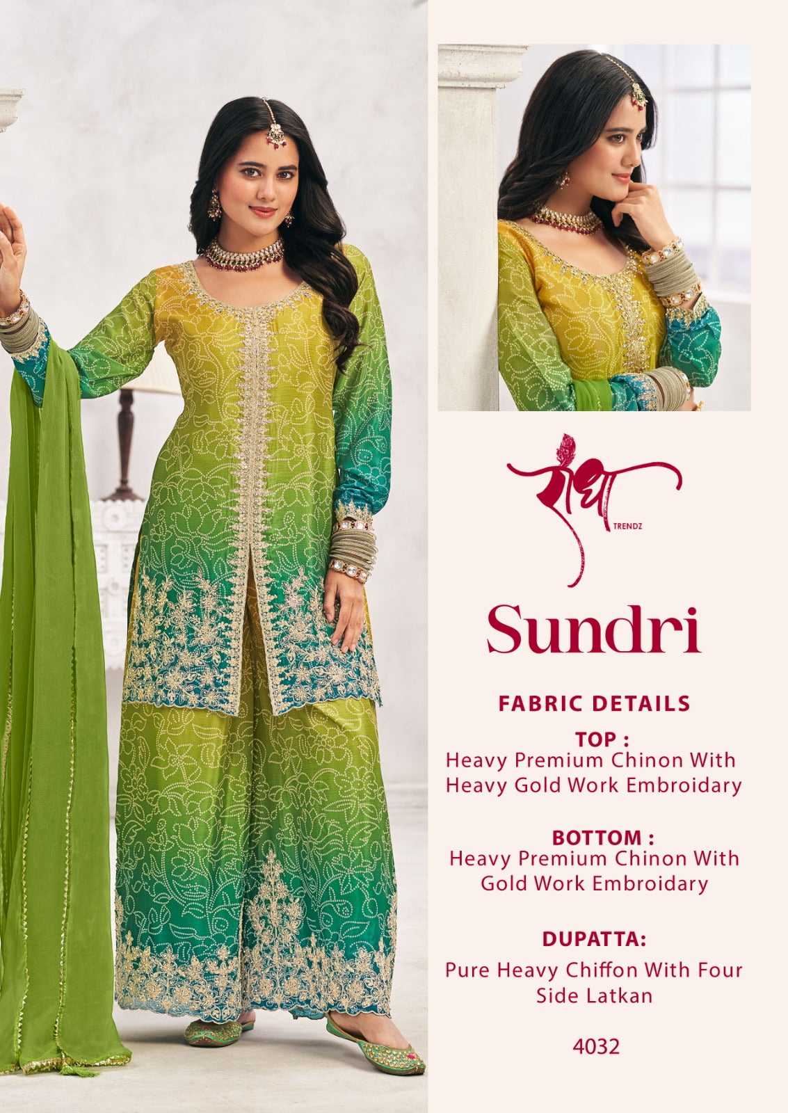 4032 Sundri Radha Trendz Premium Chinon Readymade Suits