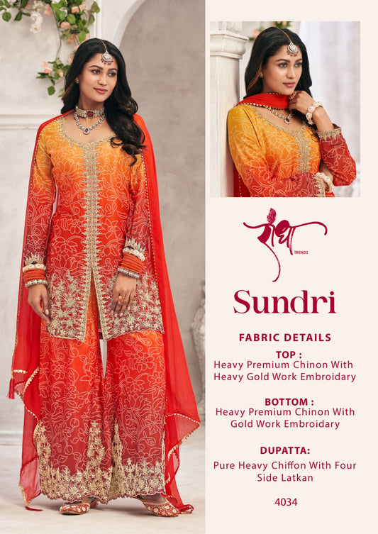 4034 Sundri Radha Trendz Premium Chinon Readymade Suits