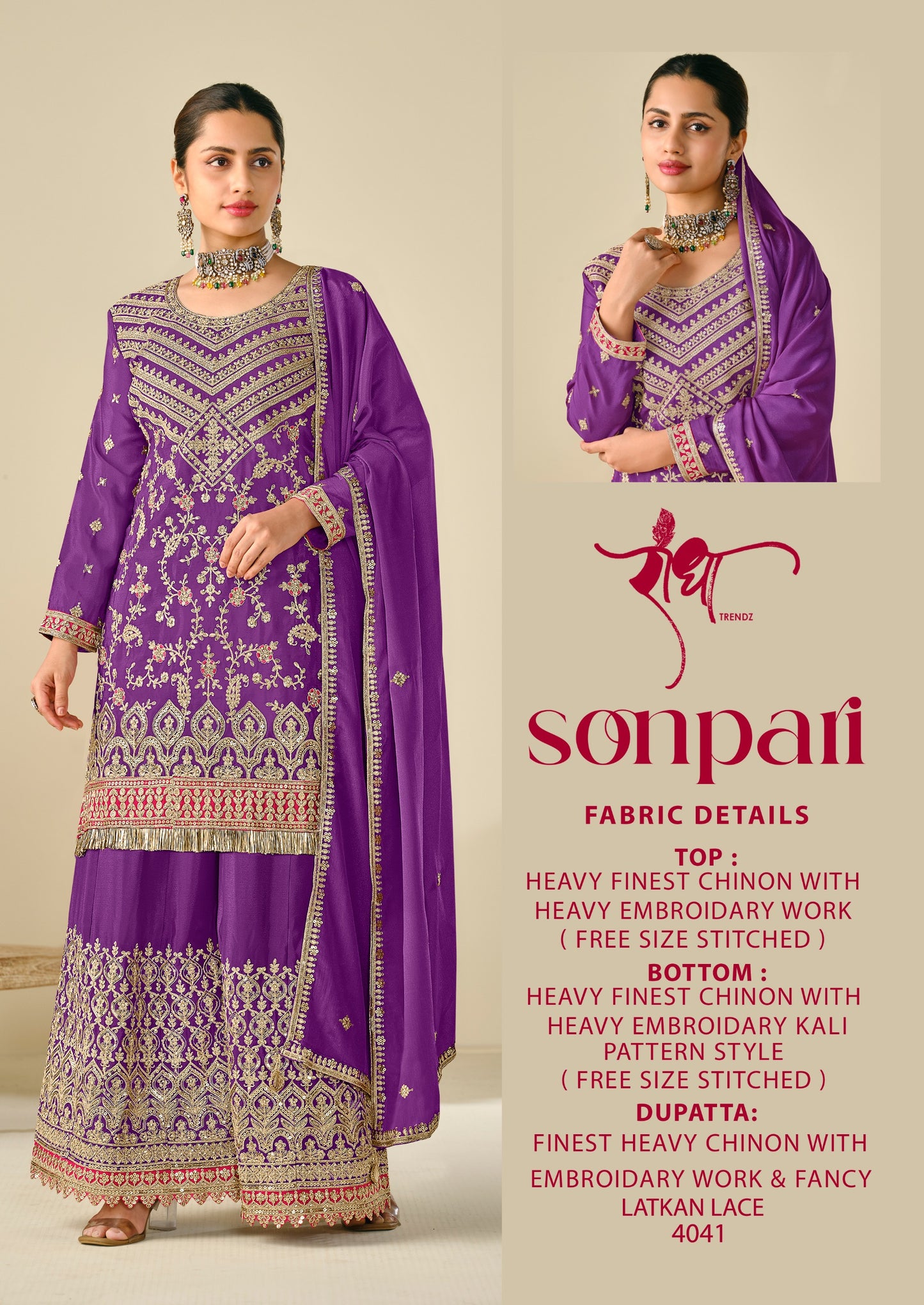 4041 Sonpari Radha Trendz Premium Chinon Readymade Suits