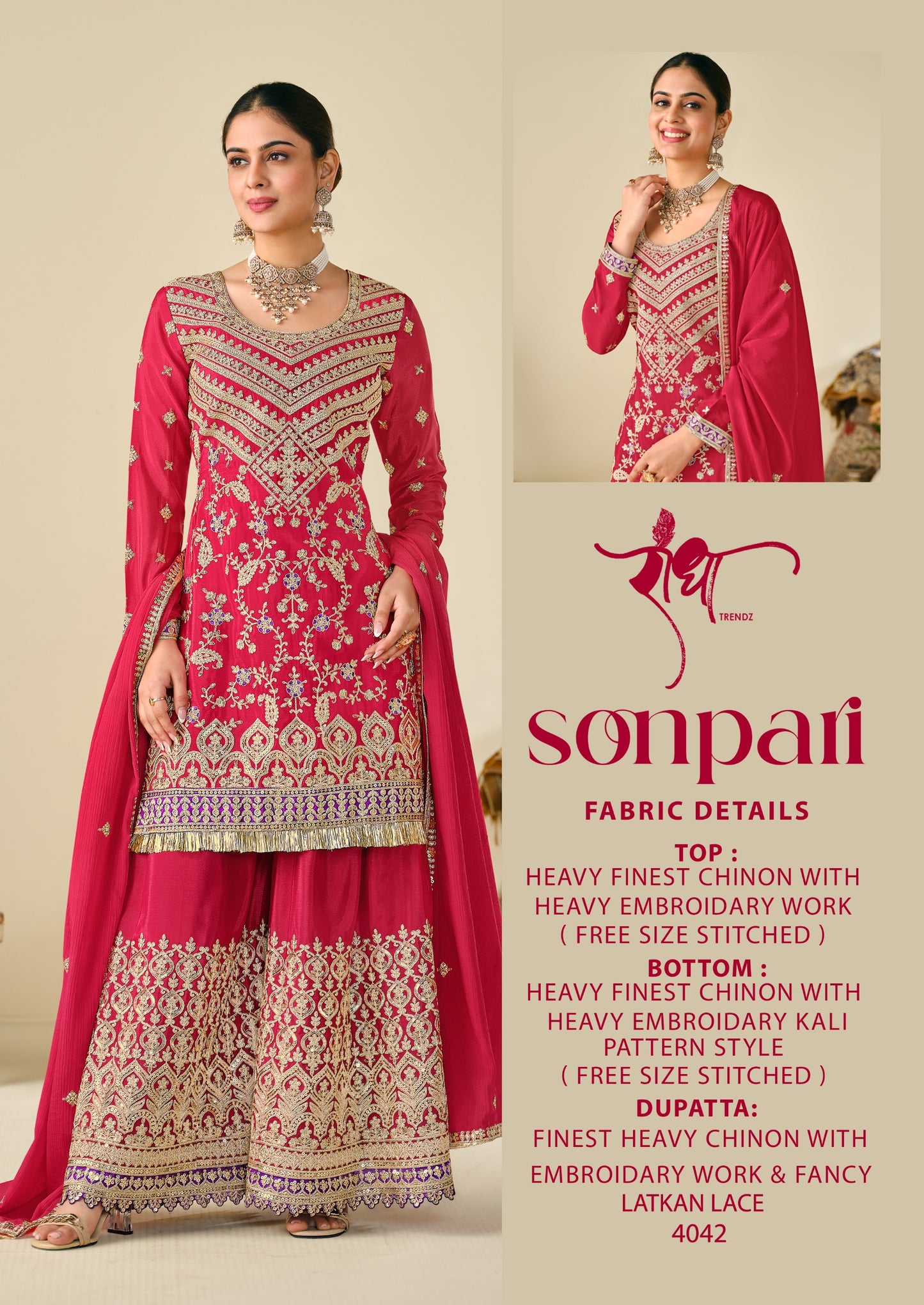 4042 Sonpari Radha Trendz Premium Chinon Readymade Suits