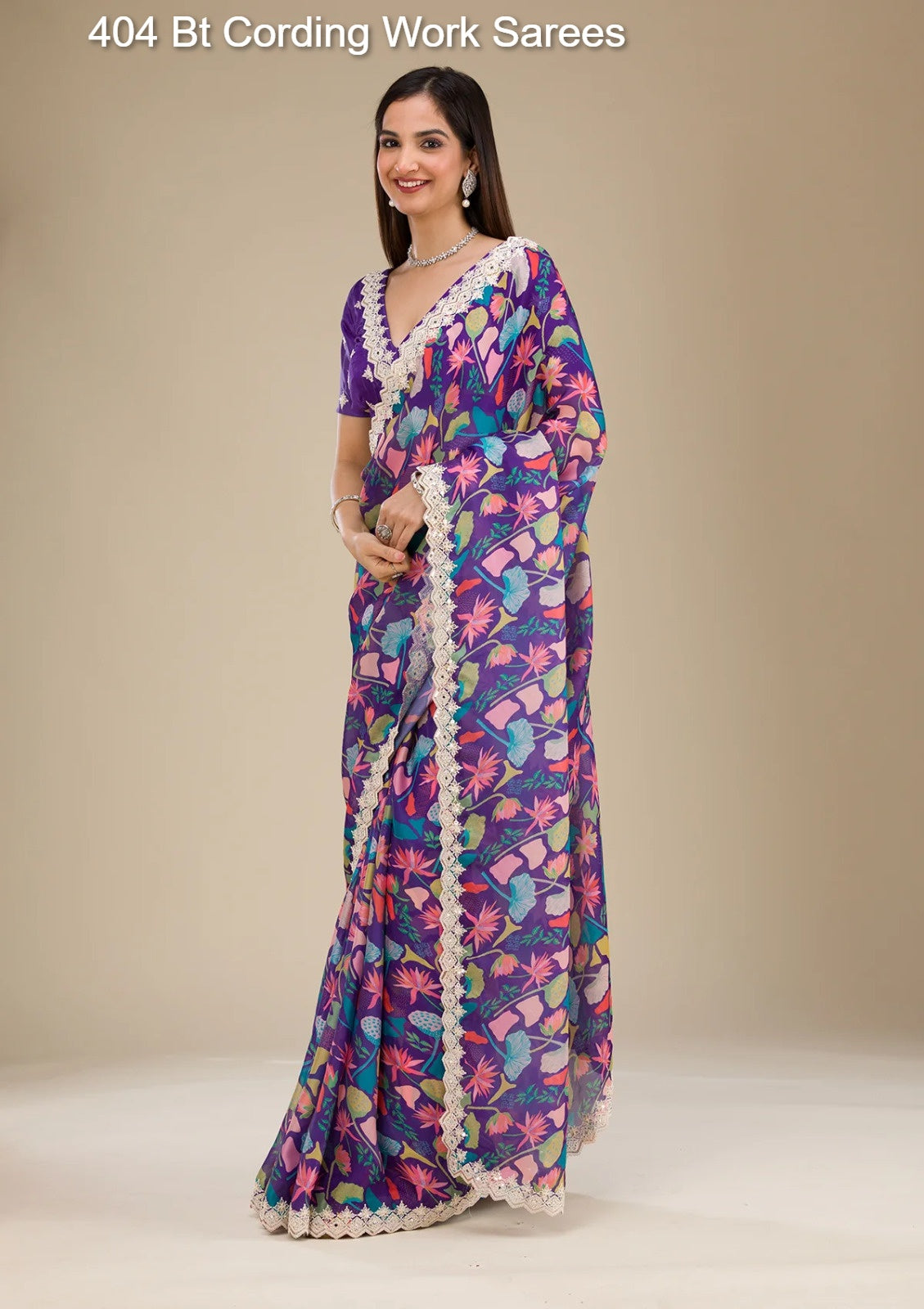 404 Bt Cording Work Sarees