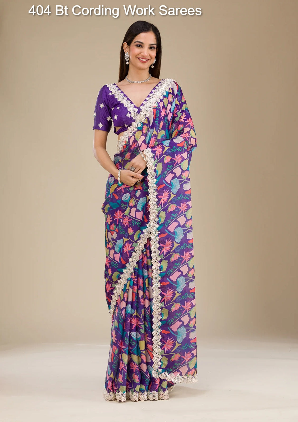 404 Bt Cording Work Sarees