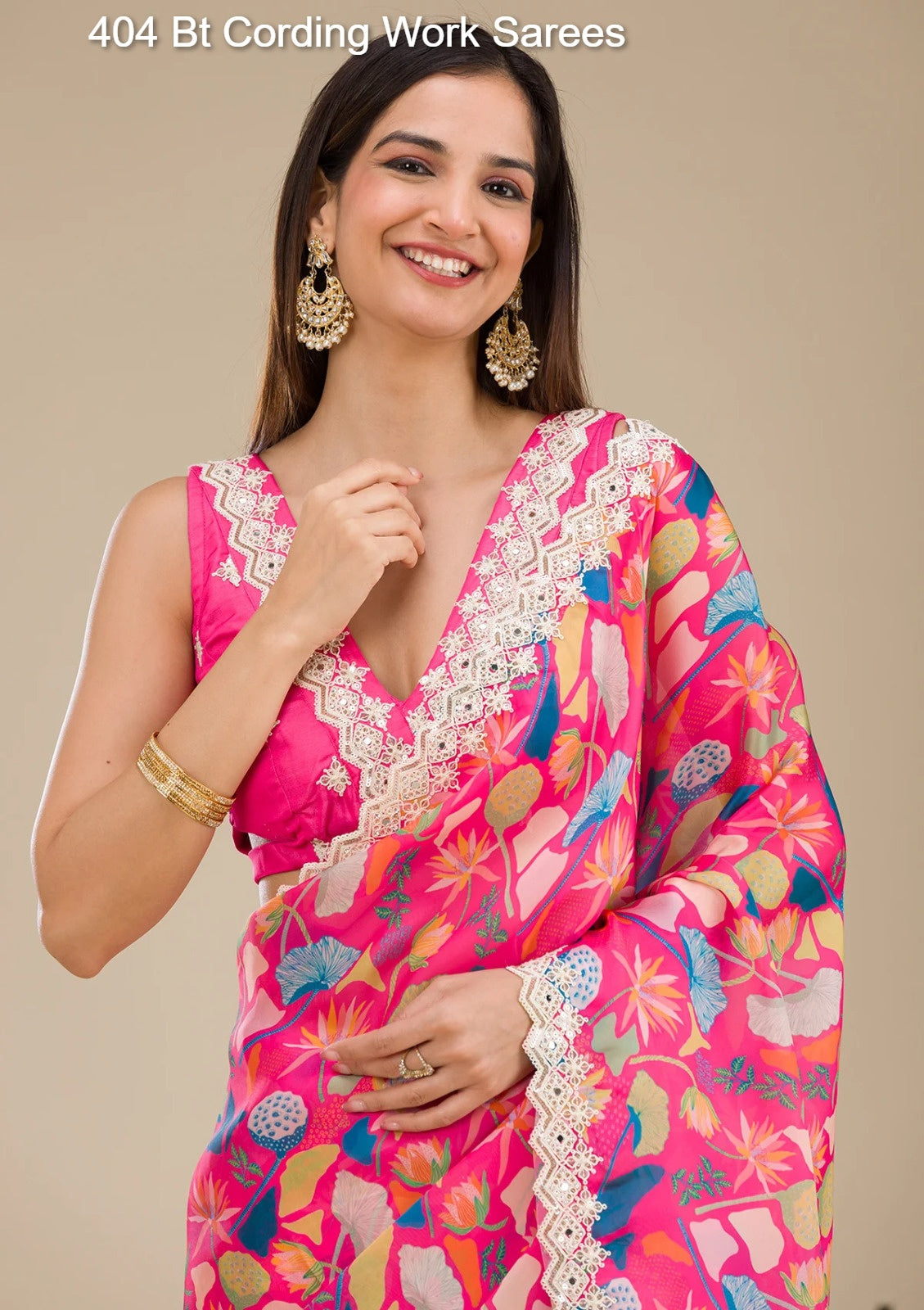 404 Bt Cording Work Sarees