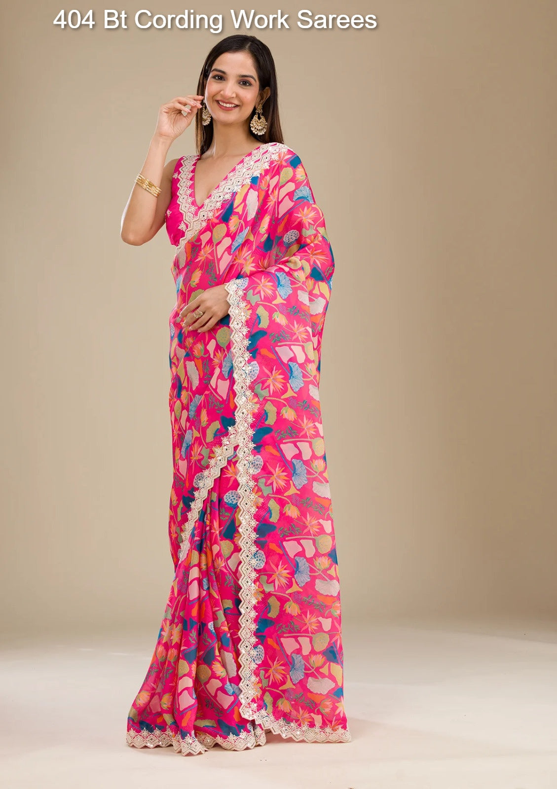 404 Bt Cording Work Sarees