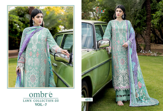 4051 Ombre Lawn Collection 25 Vol 7 Shree Fabs Pure Cotton Pakistani Salwar Suits