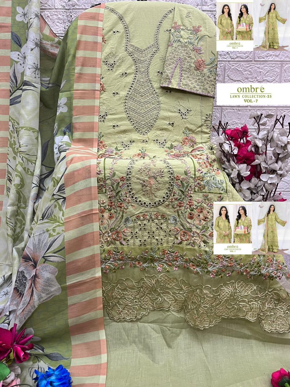 4053 Ombre Lawn Collection 25 Vol 7 Shree Fabs Pure Cotton Pakistani Salwar Suits