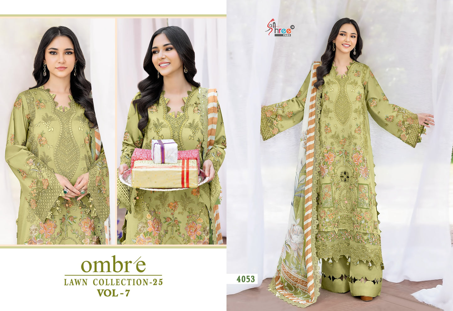 4053 Ombre Lawn Collection 25 Vol 7 Shree Fabs Pure Cotton Pakistani Salwar Suits