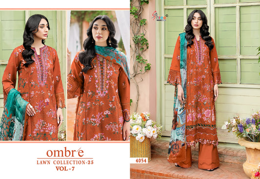 4054 Ombre Lawn Collection 25 Vol 7 Shree Fabs Pure Cotton Pakistani Salwar Suits
