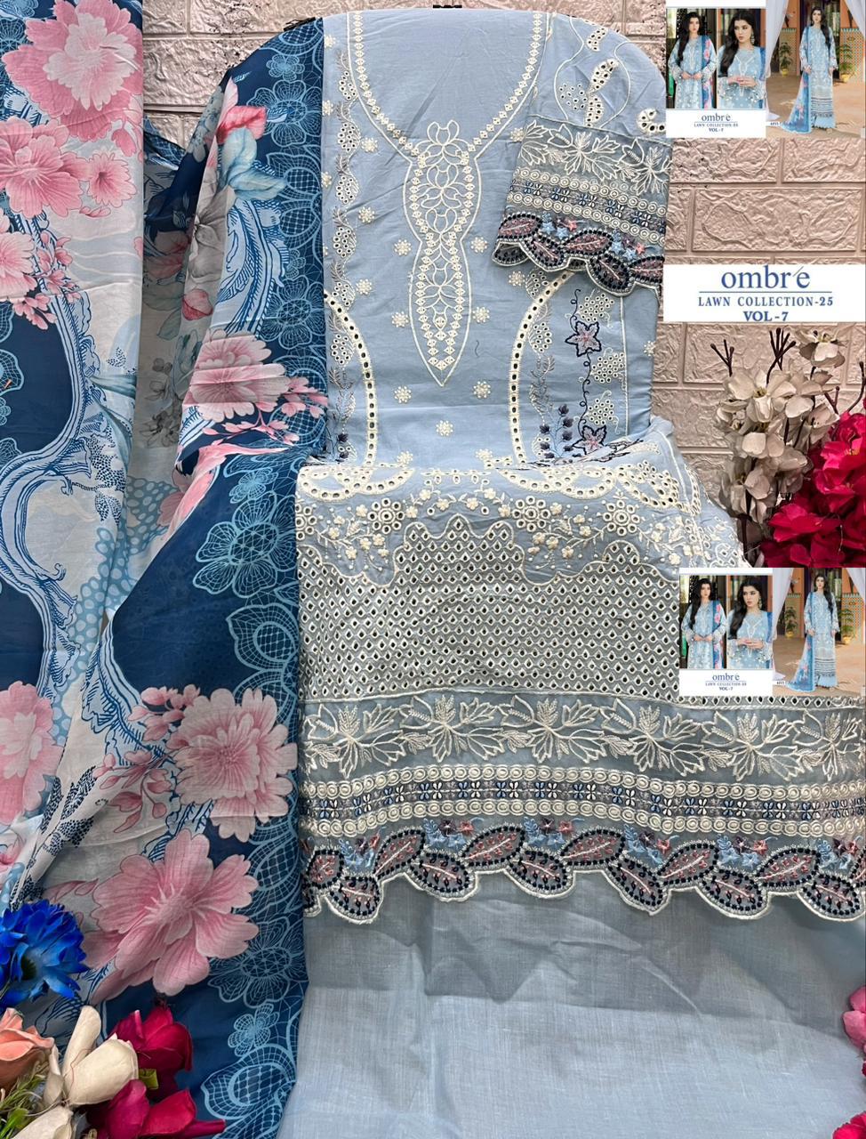 4055 Ombre Lawn Collection 25 Vol 7 Shree Fabs Pure Cotton Pakistani Salwar Suits
