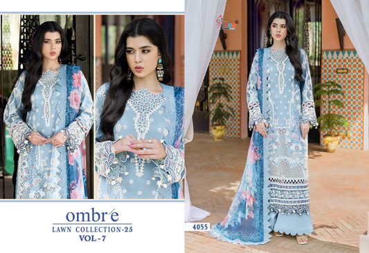 4055 Ombre Lawn Collection 25 Vol 7 Shree Fabs Pure Cotton Pakistani Salwar Suits