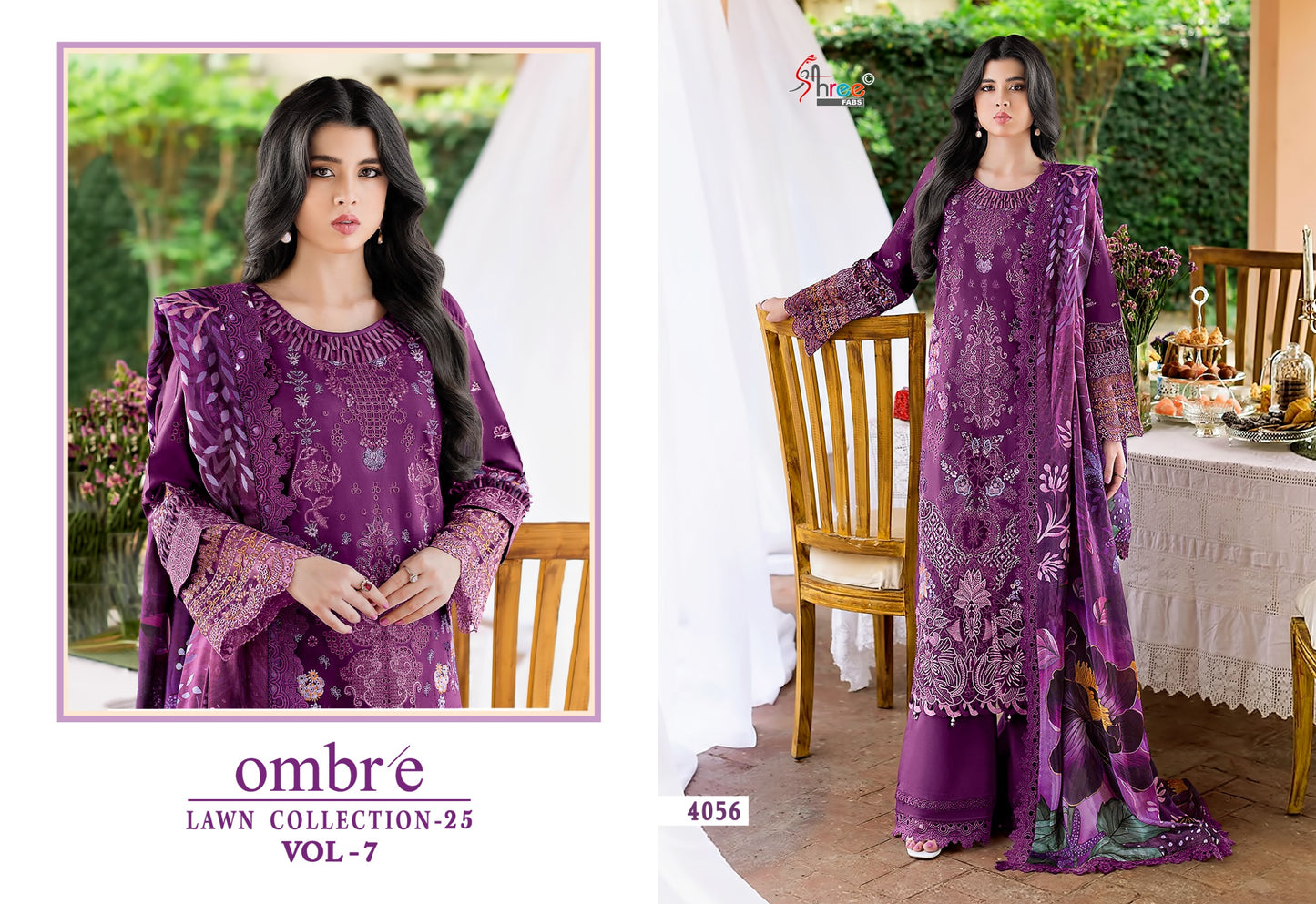 4056 Ombre Lawn Collection 25 Vol 7 Shree Fabs Pure Cotton Pakistani Salwar Suits