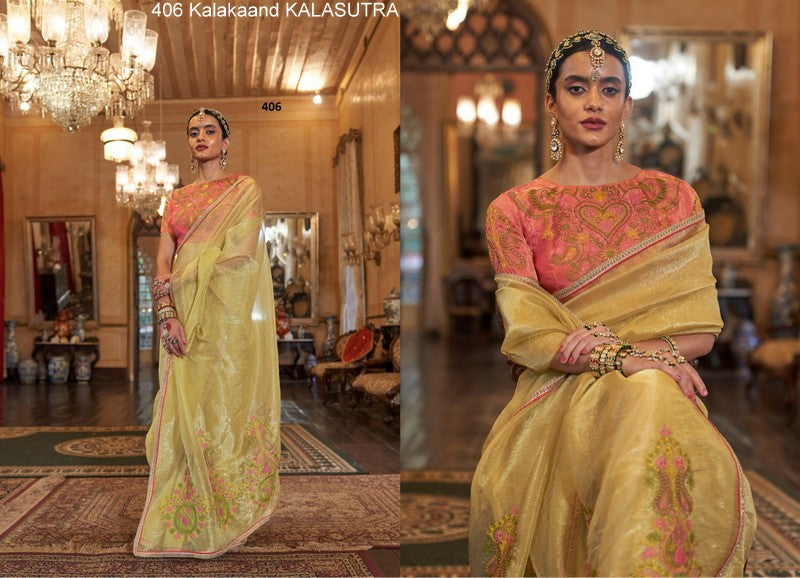 406 Kalasutra Kalakaand Gold Tissue Sarees