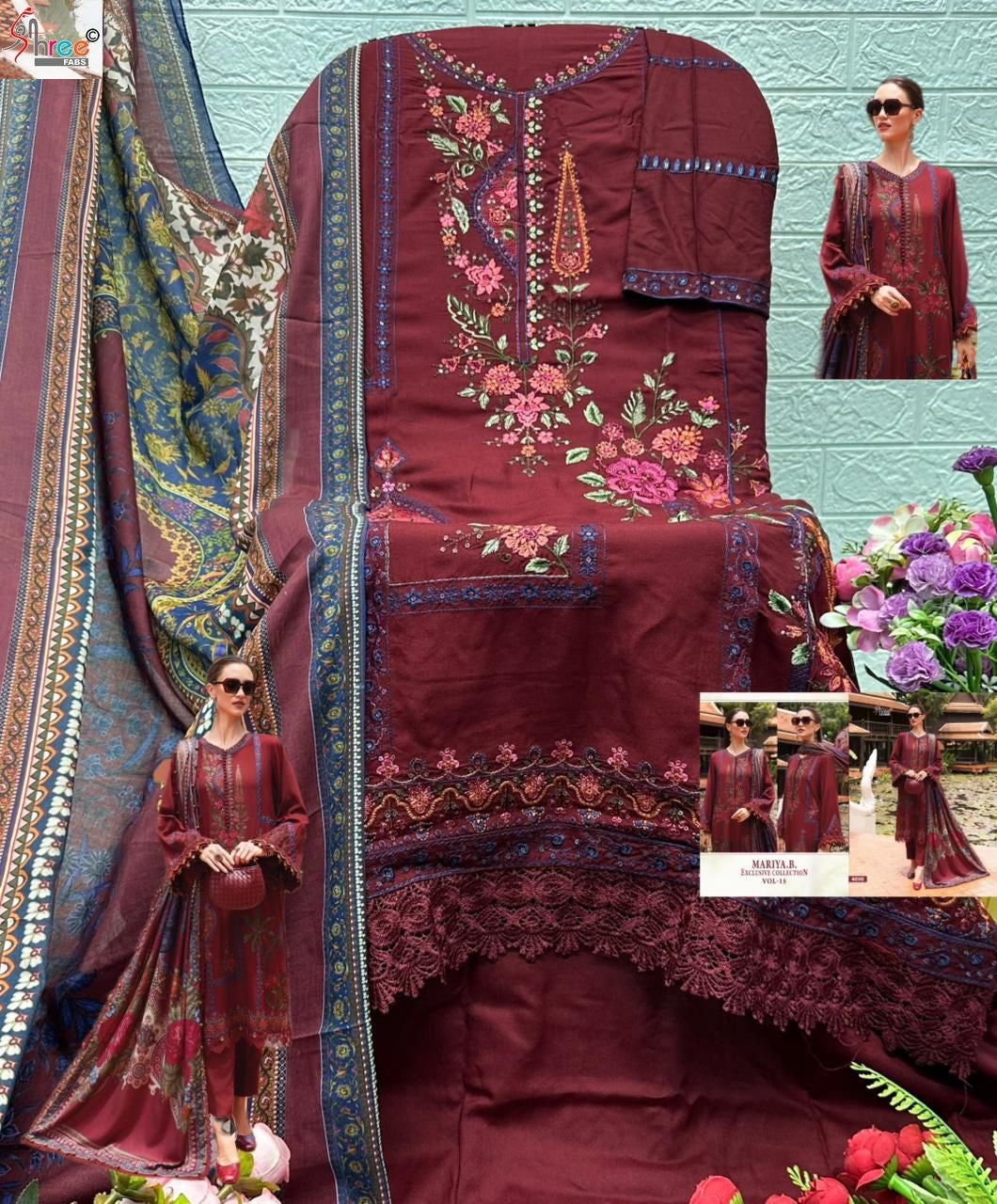 4091 Mariya B Exclusive Collection Vol 15 Shree Fabs Heavy Rayon Pakistani Salwar Suits