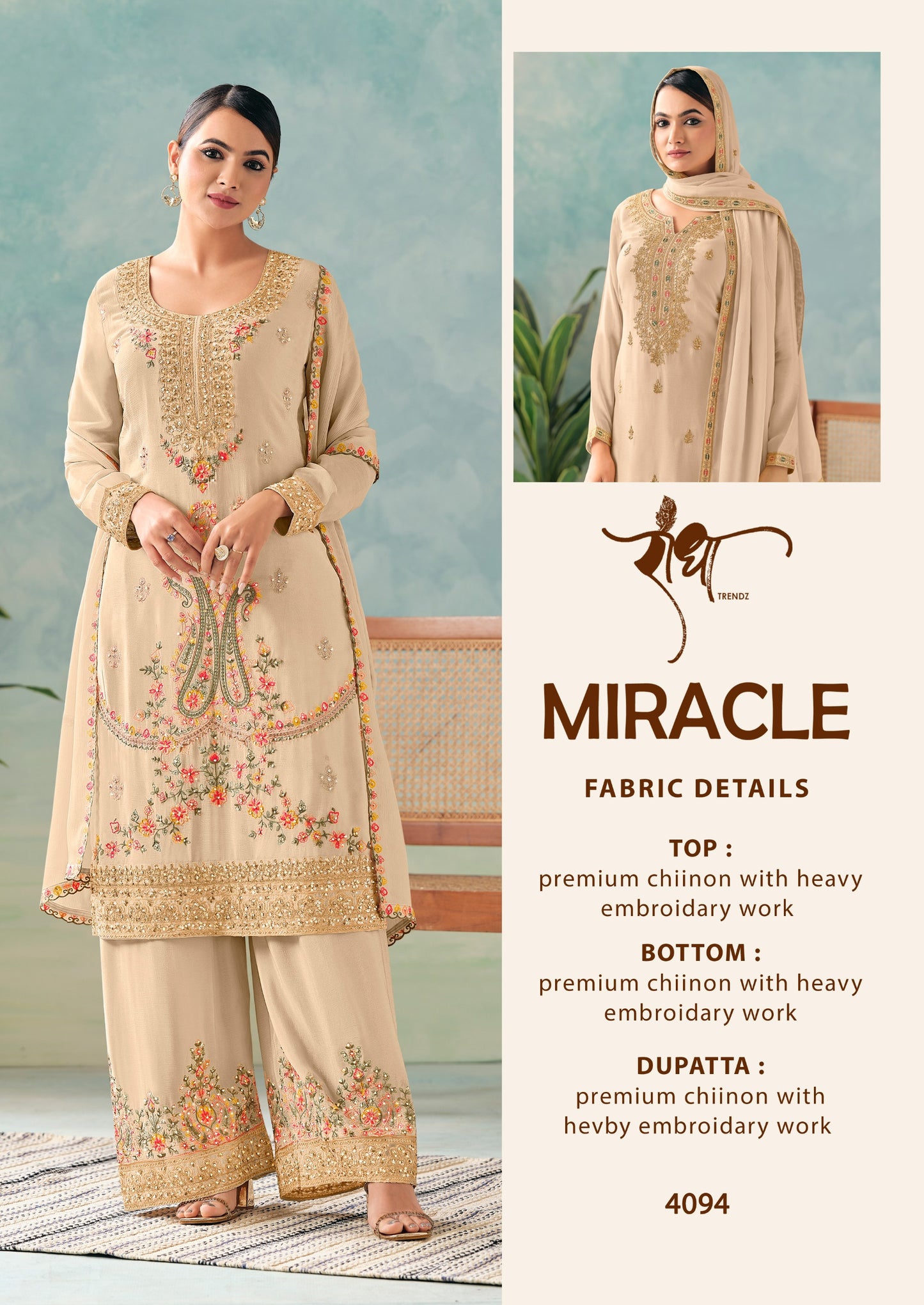 4094 Miracle Radha Trendz Premium Chinon Readymade Suits