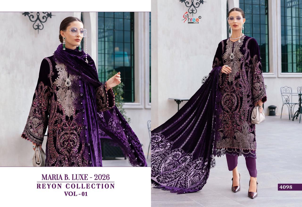 4098 Maria B Luxe 2026 Collection Vol 1 Shree Fabs Heavy Rayon Pakistani Salwar Suits