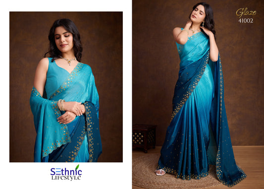 41002 Glaze Mirror Work Sethnic Sarees