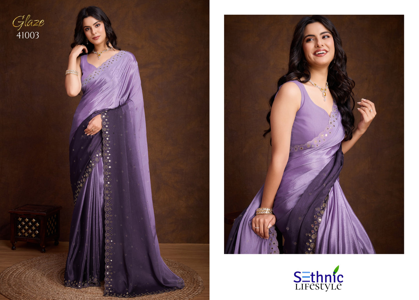 41003 Glaze Mirror Work Sethnic Sarees