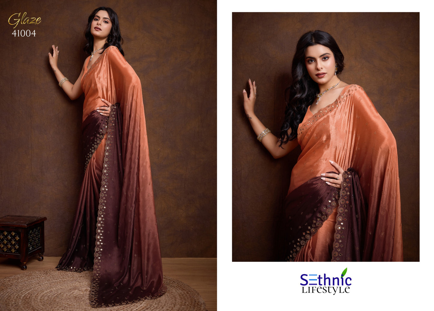 41004 Glaze Mirror Work Sethnic Sarees