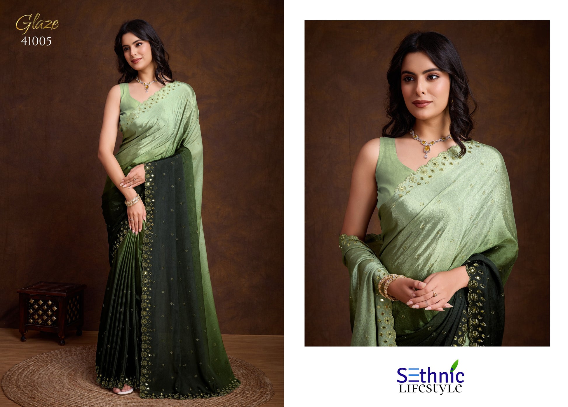 41005 Glaze Mirror Work Sethnic Sarees