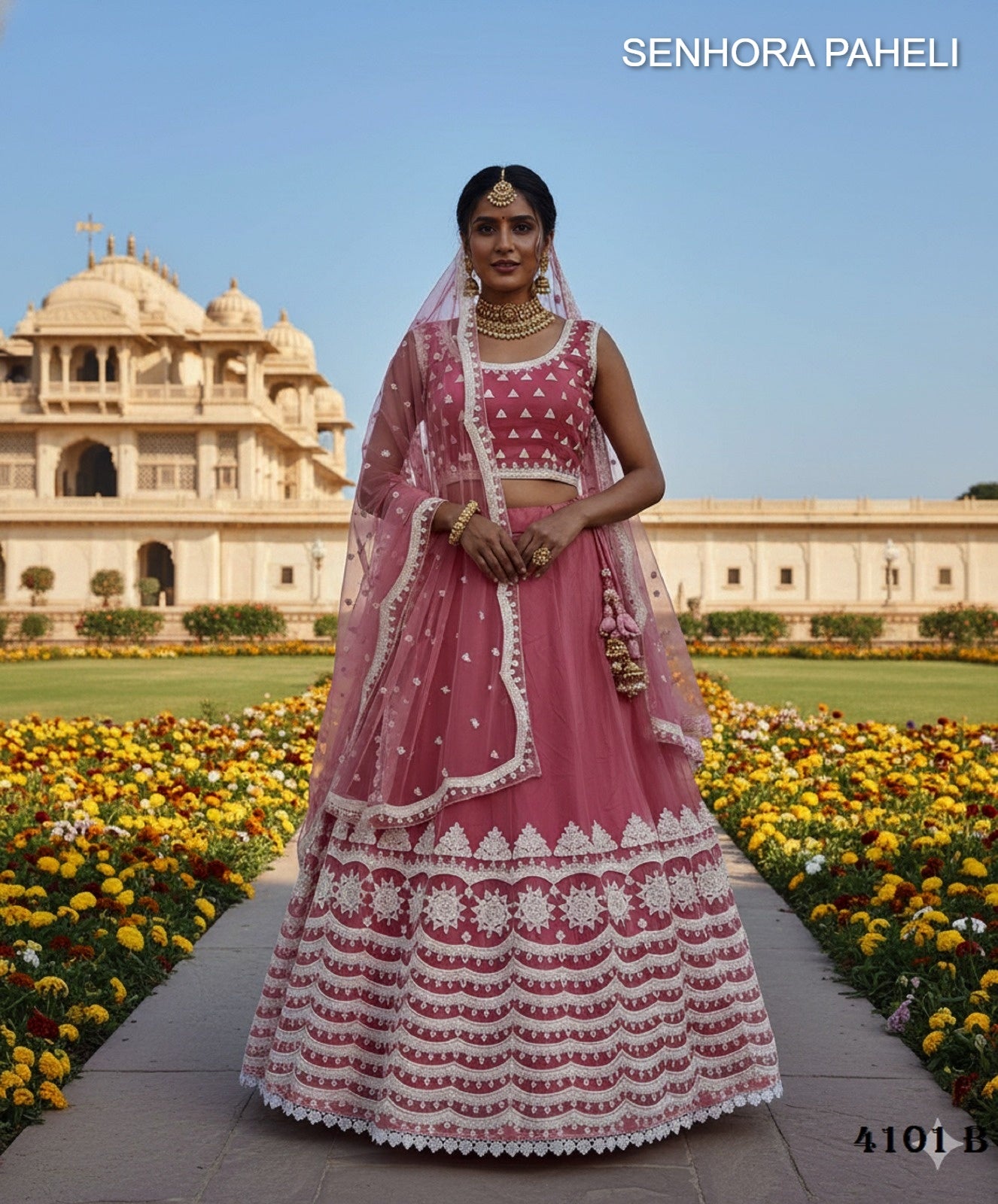 4101B Paheli Senhora Butterfly Net Lehenga Choli