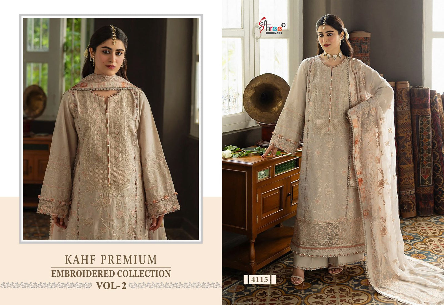 4115 Kahf Premium Embroidered Collection Vol 2 Shree Fabs Rayon Pakistani Salwar Suits