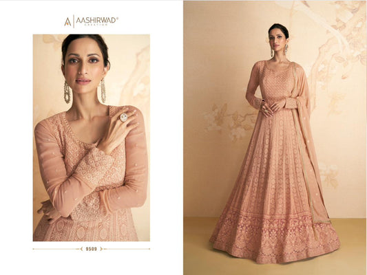 9509 Disha Aashirwad Creation Gown Dupatta Set