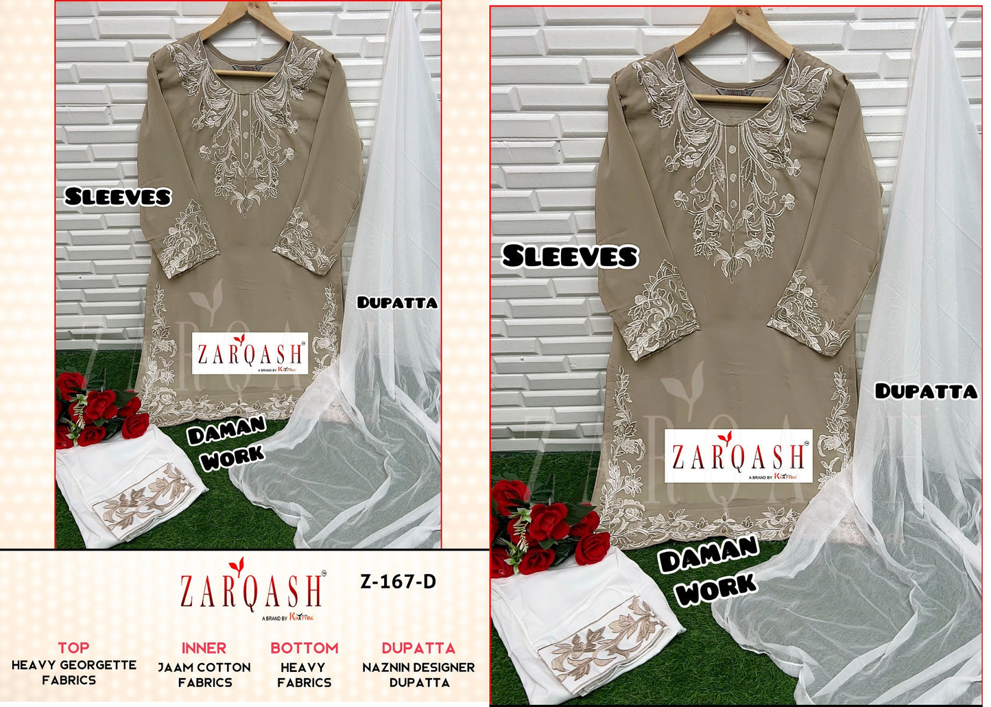 Z-167D Zarqash Pakistani Readymade Suits